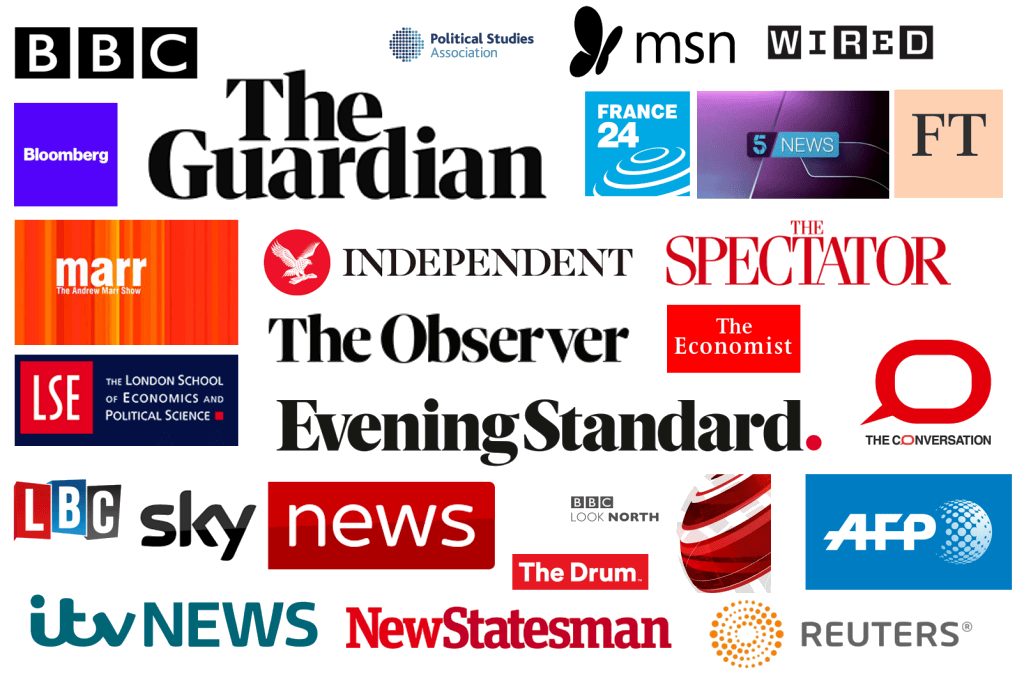 Logos of news outlets that have featured Tristan's work