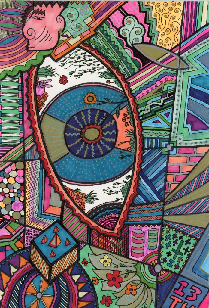 Jungleye - Tristan Hotham (2021)
Medium: Felt pens, highlighters and fine liners on canvass.